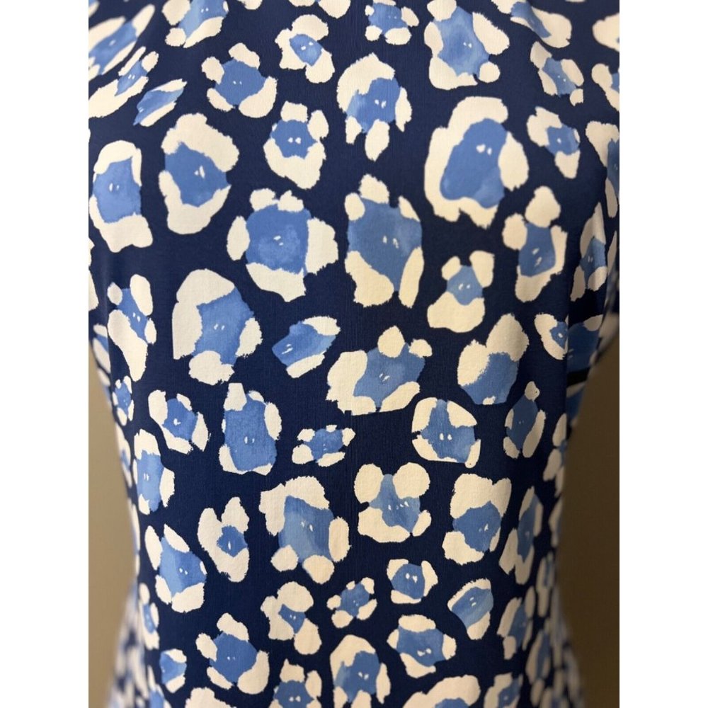 J. McLaughlin Sophia Dress M Medium Blue White Stretch Catalina Cloth $219 - Picture 4 of 13